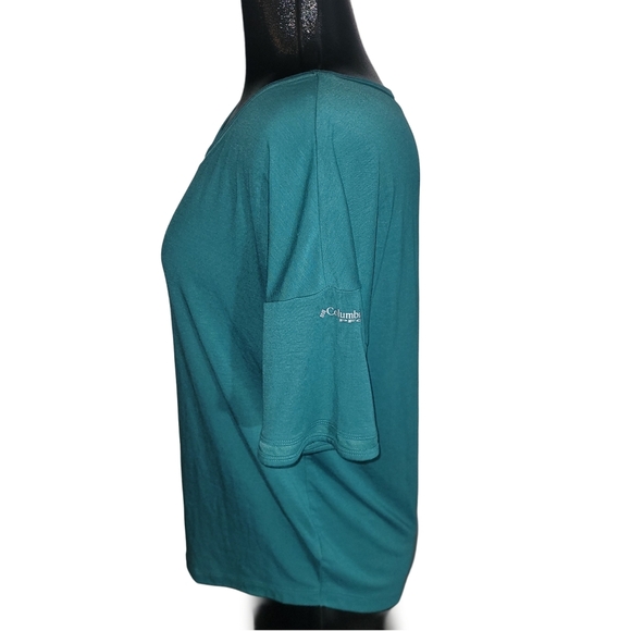 Columbia PFG Teal Women's Short Drop Sleeve Top M - Picture 4 of 6
